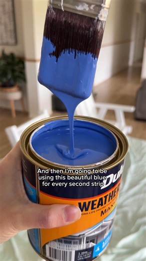 This little outdoor chair has a special story. ✨ It was handmade by my father-in-law over 20 years ago, gifted to his parents, and after they passed, it found its way to us. 💛 It sat beside our shed for years, covered in cobwebs and memories, until I finally decided it was time to give it new life with the help of supplies from @bunnings . A good clean, a light sand, a coat of primer, and a few layers of blue (Bio Blue Dulux) and white paint (Vivid White Dulux) later… and this beauty is back in