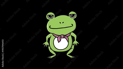 Frog Character - Hands on Hips, Determined, 4K, 7 Seconds, Loop with Alpha Channel