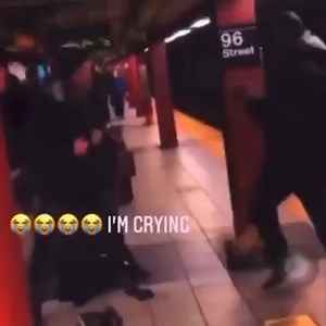 A brawl in the subway stop