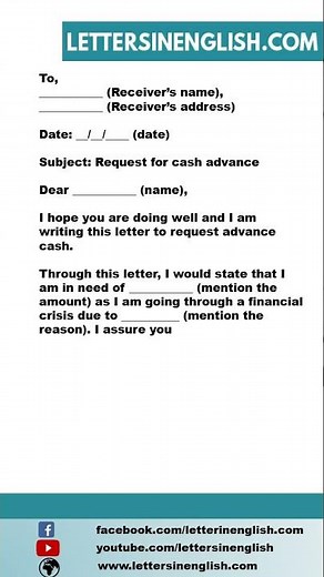 Cash Advance Letter for Financial Assistance