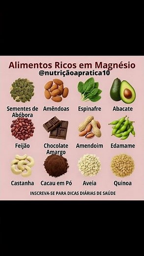 12 Alimentos Ricos em Magnésio que Seu Corpo Precisa! 🥑🍫 #saude #alimentaçãosaudável