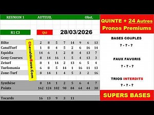 Quinté PMU R1C3 predictions for Saturday, March 28, 2026 + the 3 essential favorites + Turf press