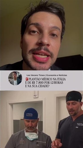 PLANTÃO MÉDICO NA ITÁLIA É DE 7.800 REAIS POR 12 HORAS