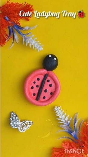 DIY Ladybug Clay Tray 🐞 | Beautiful Clay Art Decoration | Easy Handmade Craft Idea #claycraft #diy
