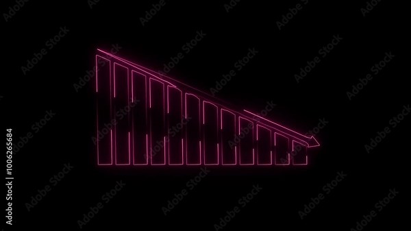 Animation of Neon business graph chart arrow animation . arrow growth down concept.