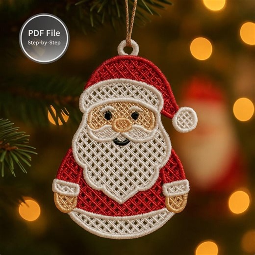 FSL Santa Ornament: Machine Embroidery Design. Digitized Design (4 Size ,instant Download) - Etsy