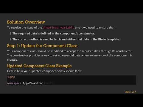 Resolving Undefined variable Issues in Laravel Components on Shared Hosting