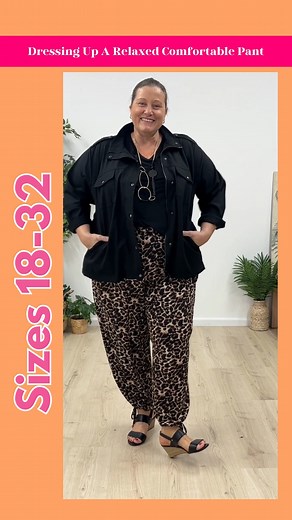 🐾👖 Leopard Pants: From Couch to Catwalk, Meow! 👖🐾 The comfiest full stretch leopard pants known to humankind can be taken from casual to a night out, not to mention perfect for flying or travel 🏖 💎Add a statement necklace, toss on a linen blend black jacket, and voilà! You've turned your chill pants into a night out sensation. Who knew fashion could be this easy? 🛍️ Oh, and did we mention these pants come in sizes 18-32? Because style shouldn't discriminate. #plussizes #plussizeclothes #p