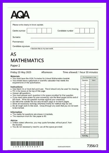 2025 aqa as level mathematics paper 2 question paper SCANNED video