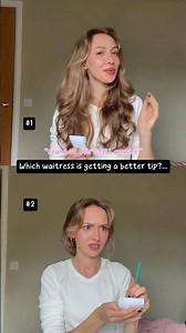 I filmed two versions!! #pov Which waitress is getting a better tip?…