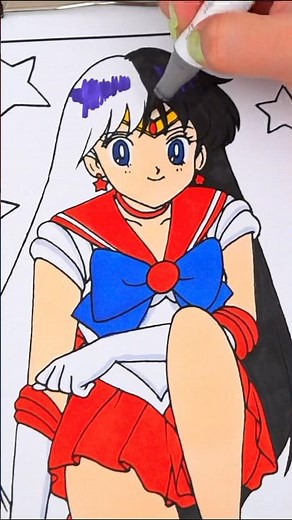 Coloring Sailor Mars 🌙 #sailormoon #coloring #art