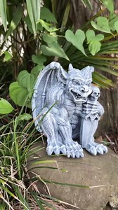 Resin Gargoyle Statue with Intricate Wings and Demonic Skull,Indoor Outdoor Patio Garden Backyard Halloween Home Decor