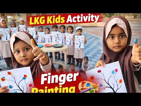 LKG Kids Amazing Finger Painting Activity 🌳 | Colorful Learning in School | Cute Kids Art