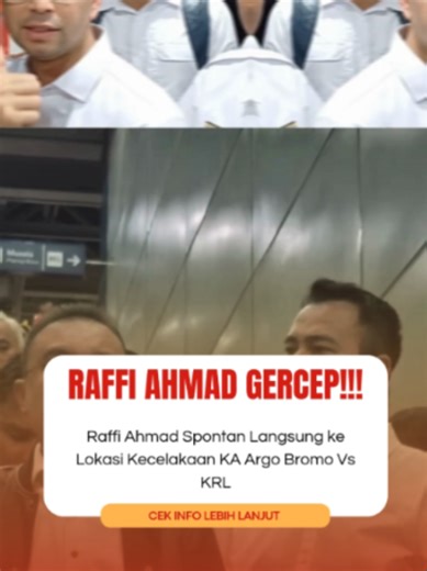 Raffi Ahmad Spontan Langsung ke Lokasi Kecelakaan KA Argo Bromo Vs KRL Presenter Raffi Ahmad menunjukkan rasa empati mendalam terhadap para korban kecelakaan Kereta Api Argo yang tabrakan dengan KRL yang terjadi di Stasiun Bekasi Timur, Senin (27/4/2026) malam. #raffiahmad #spontan #lokasi #Kecelakaan #KAArgoBromo #KRL #fyp