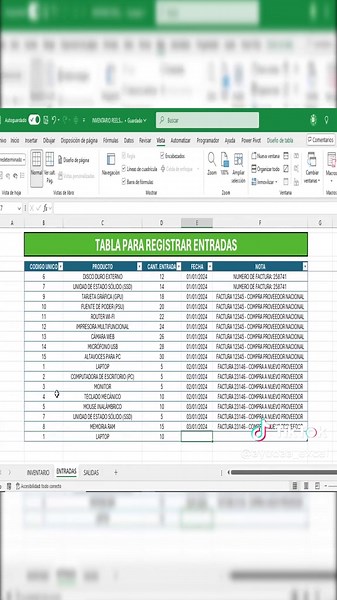 GESTION DE INVENTARIOS ENTRADAS Y SALIDAS EN EXCEL #Excel #Exceltips #Excelpro #Excelentiktok #Exceltutorial #Exceltutoriales #Parati #Fyp