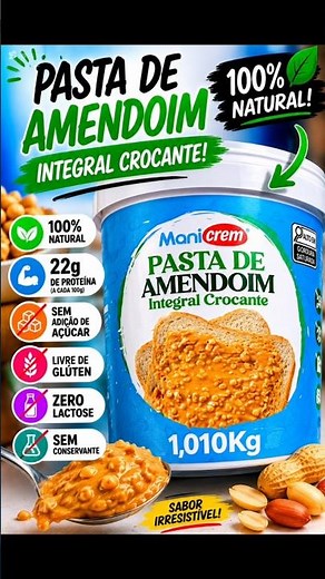 Pasta de Amendoim Integral Crocante da Mani Crem #pastadeamendoim #amendoim