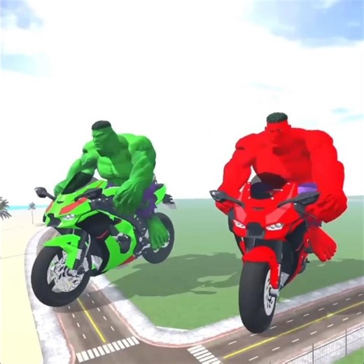 Red and Green Hulk in Indian bikes driving 3D😱 #shortsfeed