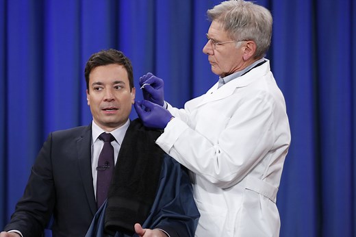 Harrison Ford Was Alarmingly Chill When Jimmy Fallon Let Him Pierce His Ear [VIDEO]
