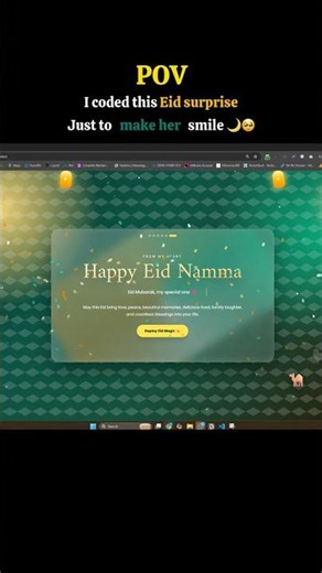 I Coded a Special Eid Surprise for Her 🌙🥺 | Eid Mubarak Animation #html #sulaimancodes #coding