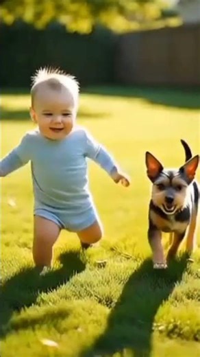 Bayi Bermain Bareng Anjing l Baby Playing With Dog #shorts #bayi #anjing