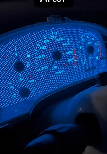 Period-correct LED cluster installed. Blue glow hits different at night ✨ What’s the next 2000s move?
