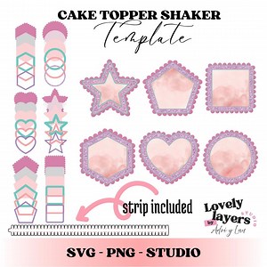 Cake Topper Scalloped Shaker SVG Bundle, Heart, Star, Hexagon, Circle, Square, Pentagon, Cricut Silhouette, Shaker Template, Shaker Layers - Etsy