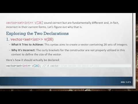 Understanding the Difference Between vector set int v(26) and vector set int v[26] in C+ + STL
