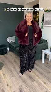 49K views · 10K reactions | 10 days of December outfits ✨Day 8✨ Bodysuit is old @inthestyle Sequin trousers @yoursclothing Sandals @simplybeuk Faux fur jacket @asos Bow @primark | Jess on the Plus-Size | Facebook