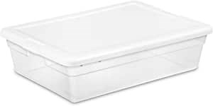Sterilite 30-Pack Storage Box, Stackable Clear Plastic Bins with Snap-On Lids, 28 Quart