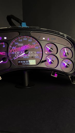 Happy Friday! 🔥 Another Heartbeat of America build heading out the door! 🇺🇸 This one features pink backlights instead of the usual ice blue, giving it a clean custom twist while still keeping that classic Heartbeat look. Definitely a nice little touch that makes this one stand out. Want something similar done for your truck? Send us a DM and we can build one exactly how you want it. 👊 #customgauges #sierratruck #VehicleInterior #fyp #trucktok