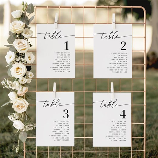 Minimalist Wedding Seating Chart & Table Numbers: Editable Canva Template - Etsy