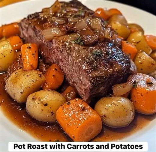 Pot Roast with Carrots and Potatoes Recipe Ingredients: -3-4 pound shuck roast rrots and Potatoes -1 pound baby carrots - 1 pound small potatoes - 1 onion, diced | RecipesCulture
