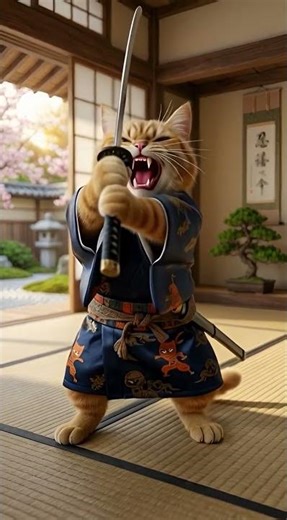 Legendary Battle in the Dojo 🐾 #aianimation #cat #aivideo #funny #ai