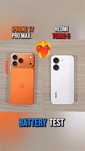 Ultimate Battery Test: 🤯 iPhone17 Pro Max vs Redmi Turbo 5 #tech #techcomparison#batterytest #shorts