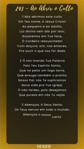 Hino 243 Ao Abrir o Culto