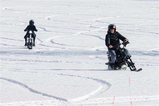 This electric MoonBike is a dirt bike and snowmobile hybrid, and you can ride one in Michigan