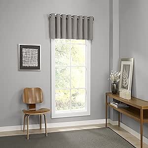 Eclipse Valances for Windows - Palisade 52" x 18" Short Curtain Valance Small Window Curtains Bathroom, Living Room and Kitchens, Grey