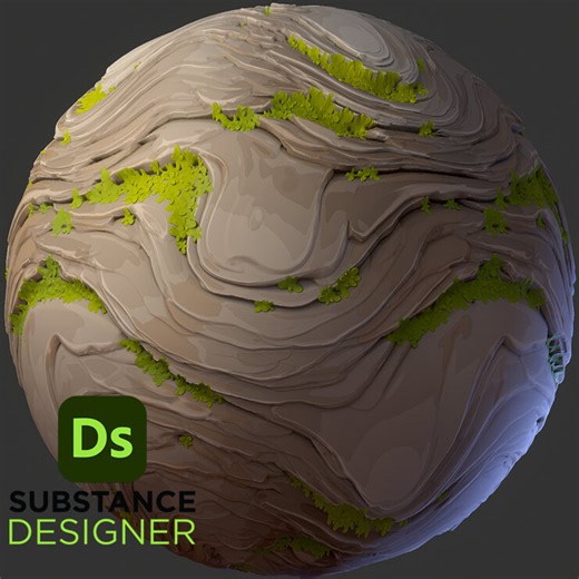 Stylized Rock Terrain with Moss - Substance 3D Designer, 3dExtrude Tutorials