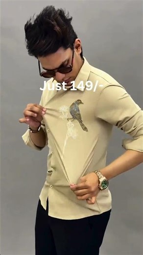 Royal Olive Bird Embroidered Designer Shirt for Men