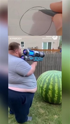 Laser vs Watermelon - Drawing (AI Parody)