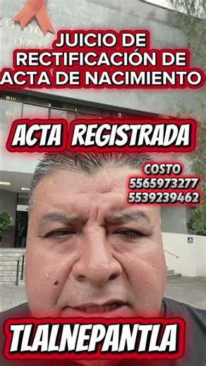 Rectification of birth certificate registered in Tlalnepantla de Baz, State of Mexico, official o...