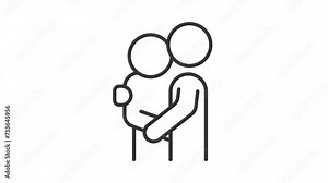 Comforting support line animation. Social help animated icon. Companionship treatment. Health service assistance. Black illustration on white background. HD video with alpha channel. Motion graphic Stock Video