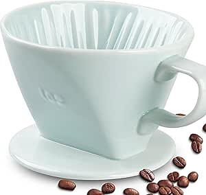 Handmade Pour Over Ceramic Coffee Dripper - Authentic Brewing Experience for Camping, Office, and Home (Green)