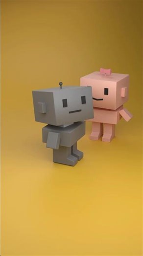 Shy Cube Bot #satisfying #blender #3danimation