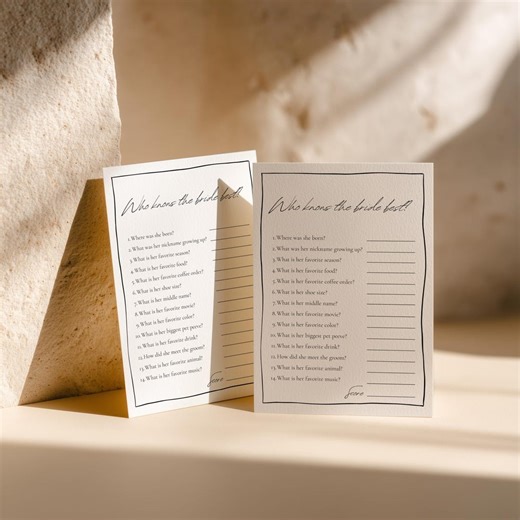Who Knows the Bride Best Game Template, Bridal Shower Quiz, Minimal Wedding Shower Activity, Bride Trivia Game, BIC - Etsy