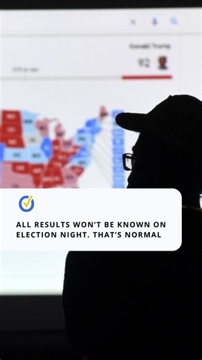 We might not have results from all 50 states election night, and that’s normal. State laws about receiving, processing and tabulating mail ballots, and close margins, play a role. If it takes some states longer to finish counting, it is not a sign of wrongdoing. #Election2024 #ElectionResults #VoteByMail #voting | PolitiFact