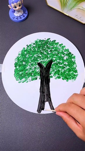 Use a cotton swab to draw lush trees in summer🌳🌴🎨💚 | Art, Crafts and Journals
