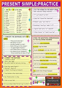 Present simple:2 page practice with 9 exrcises