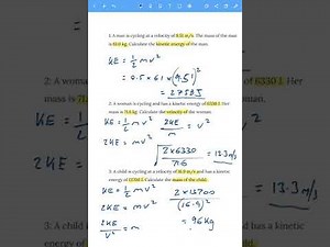 GCSE Physics: Equation Practice - Kinetic Energy with extension questions.