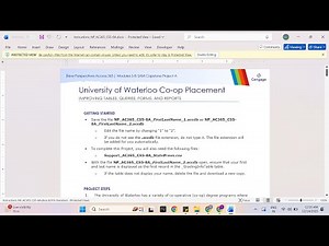 New Perspectives Access 365 | Modules 5-8: SAM Capstone Project A University of Waterloo Co-op